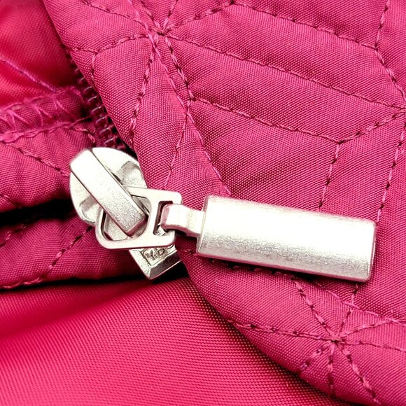 Quilted Diamond Pattern Sleeveless Vest With Full Zip Closure In Raspberry Pink - Picture 11 of 13